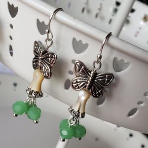 Faceted Jade Butterfly Handcrafted Earrings